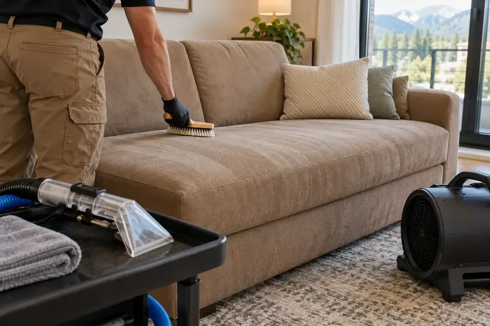 Representative example of microfiber couch cleaning