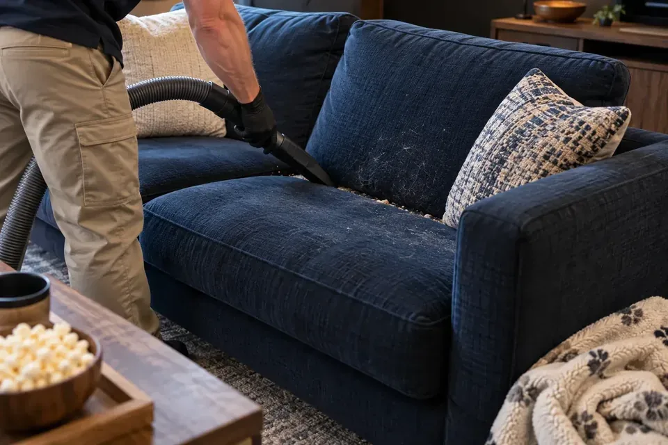 Representative example of pet hair couch cleaning